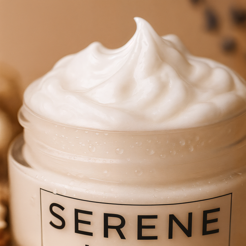 Jar of Serene Formulas with fluffy tallow butter for eczema and sensitive skin